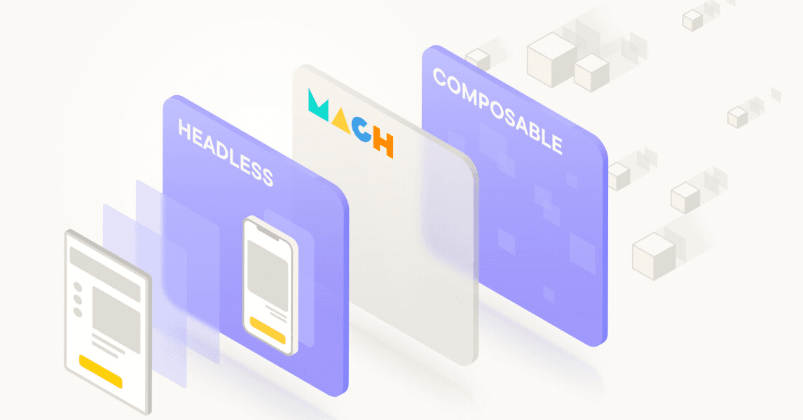 MACH architecture diagram showing headless and composable content layers