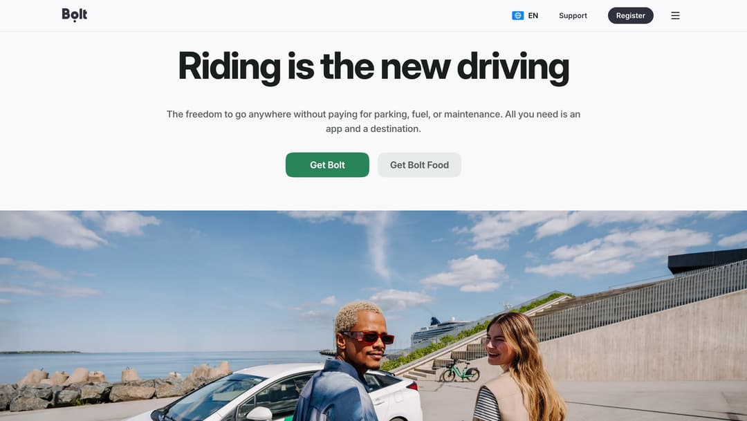 Bolt taxi main page
