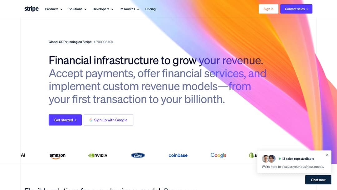 Stripe main page