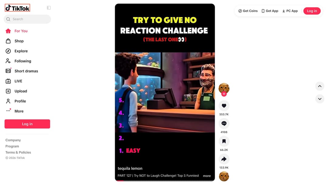 Tik Tok main page