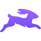 Purple running rabbit silhouette icon