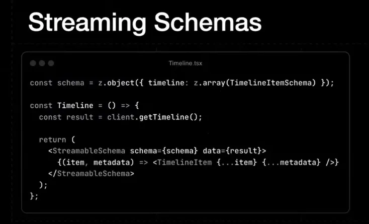 component handling streaming schema
