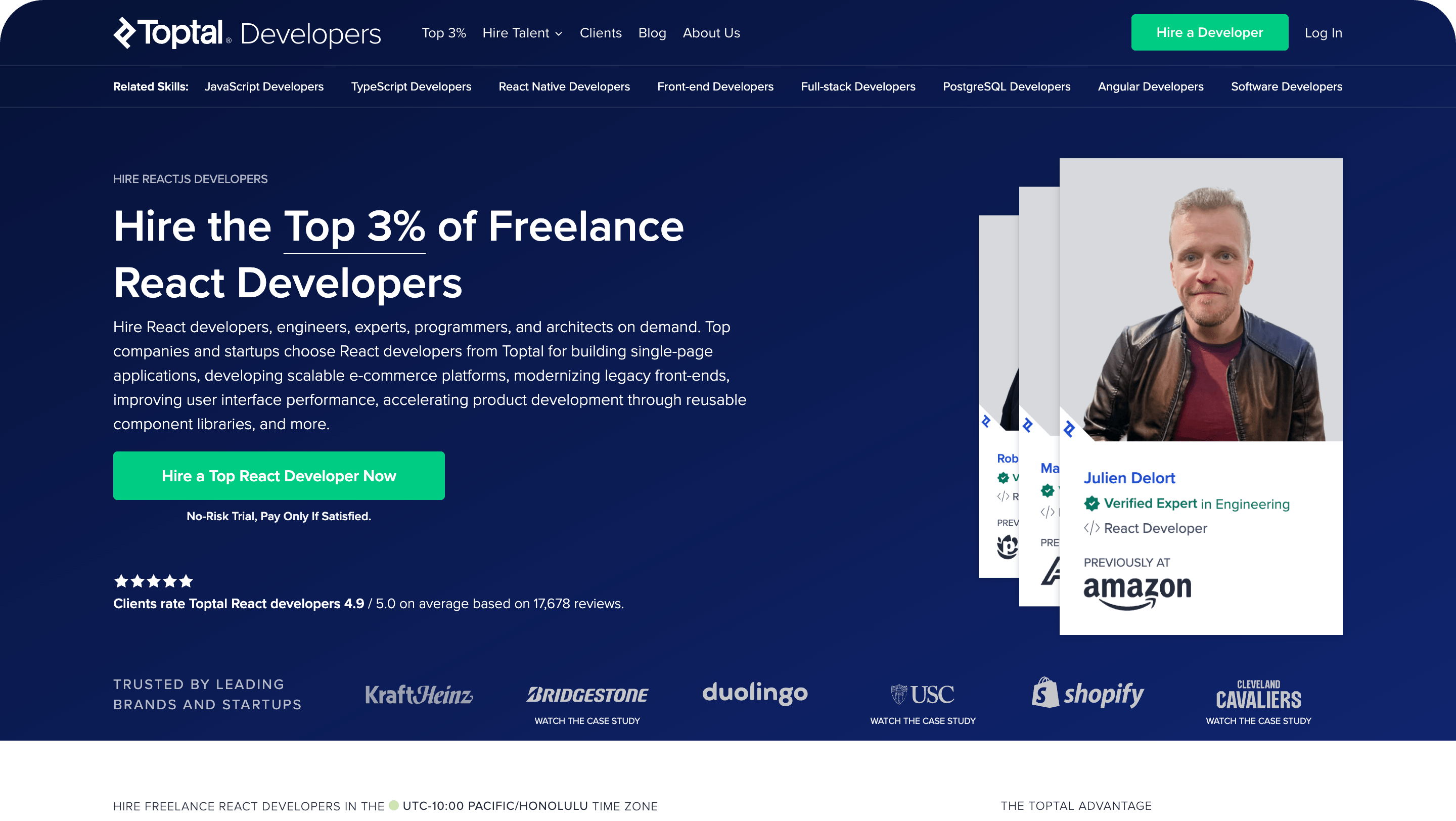 Toptal Developers, React developer hiring service