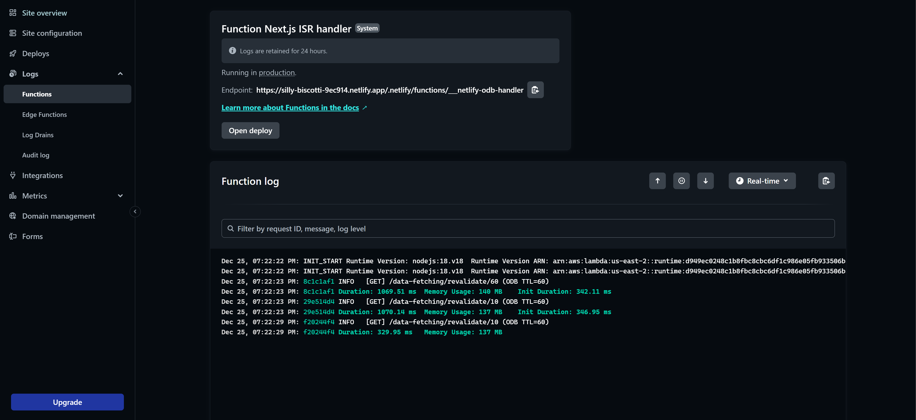 Netlify logs