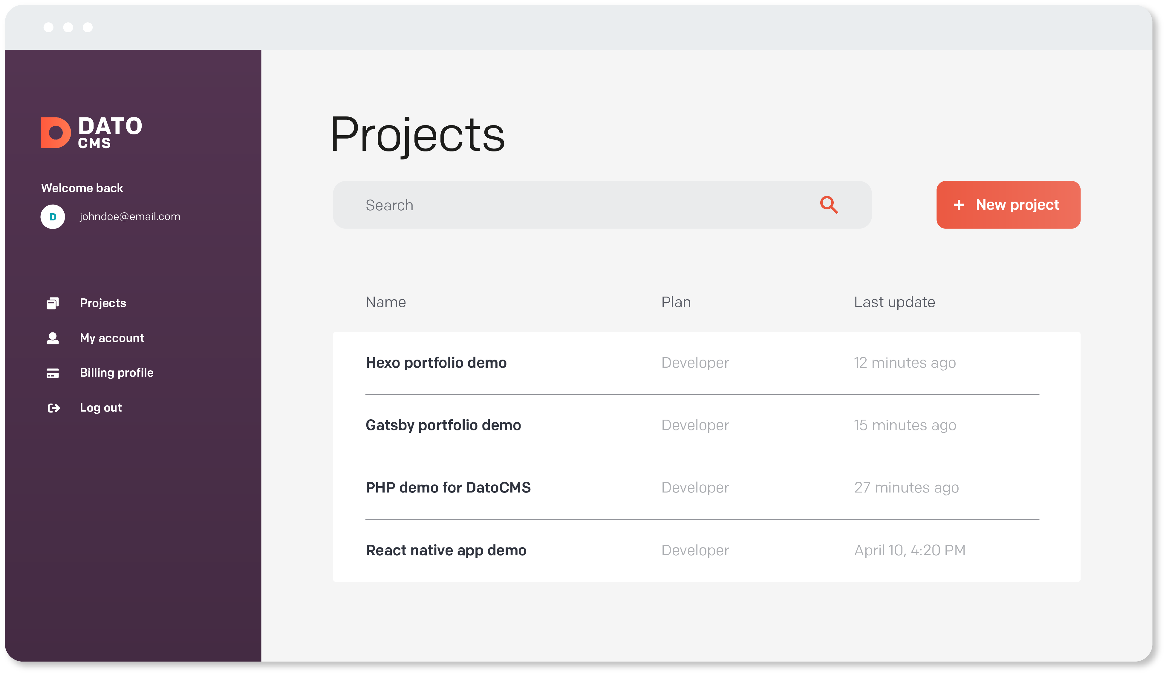 DatoCMS interface