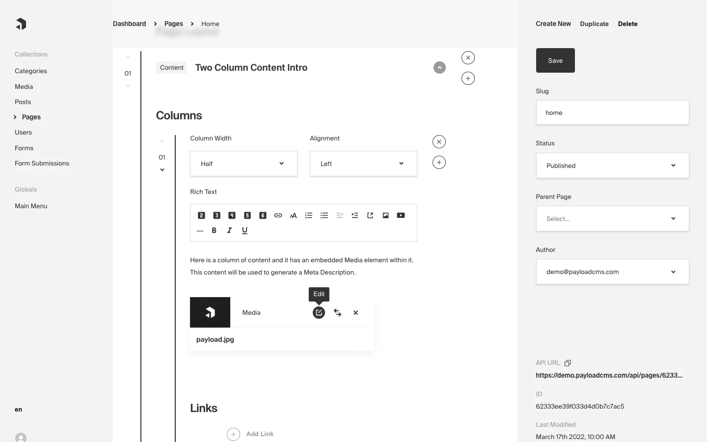 Payload interface