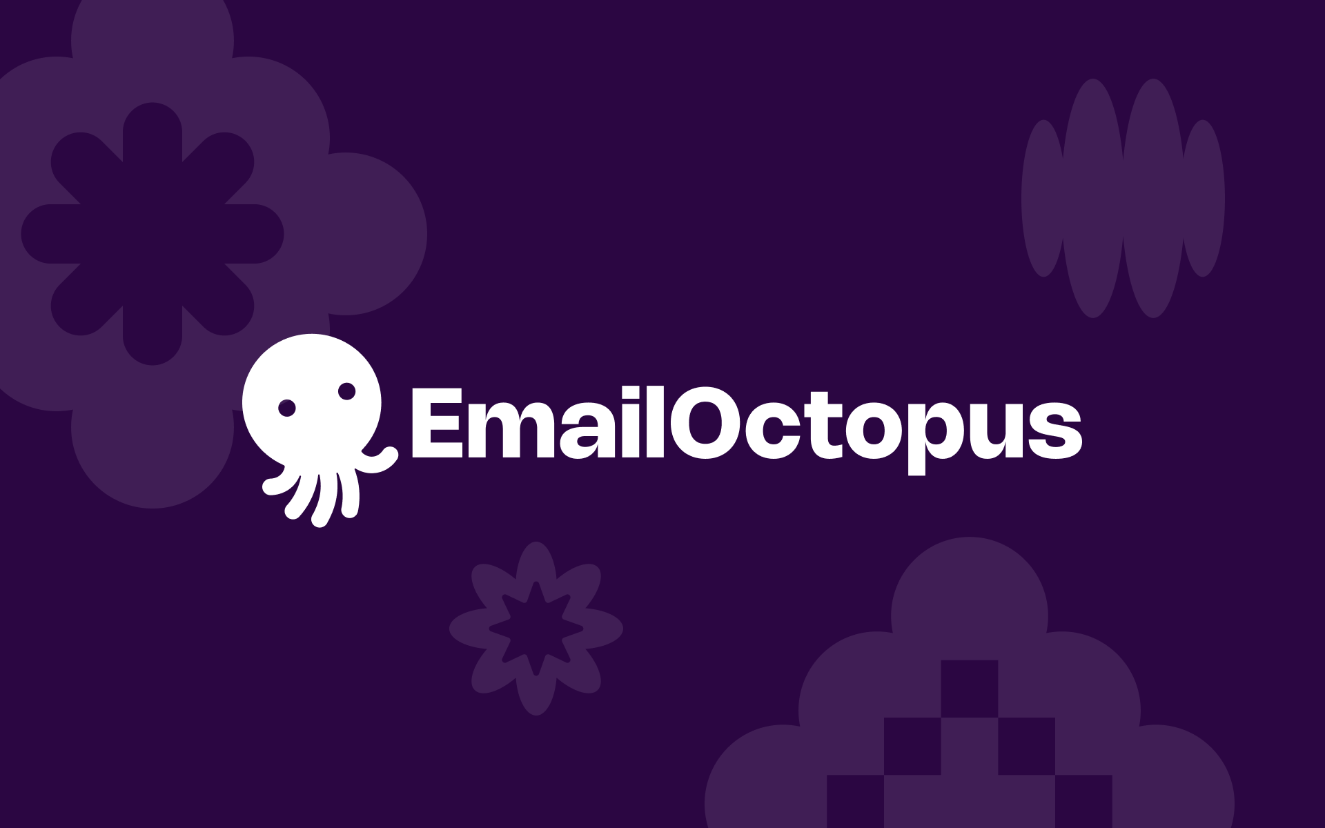 EmailOctopus logo with octopus mascot on purple background