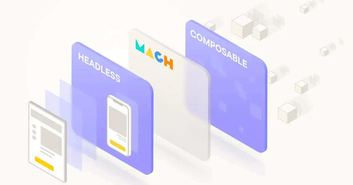 MACH architecture diagram showing headless and composable content layers