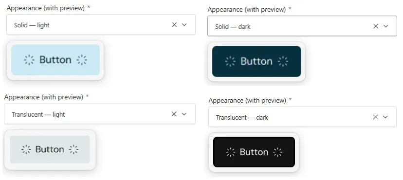 Button variants select after