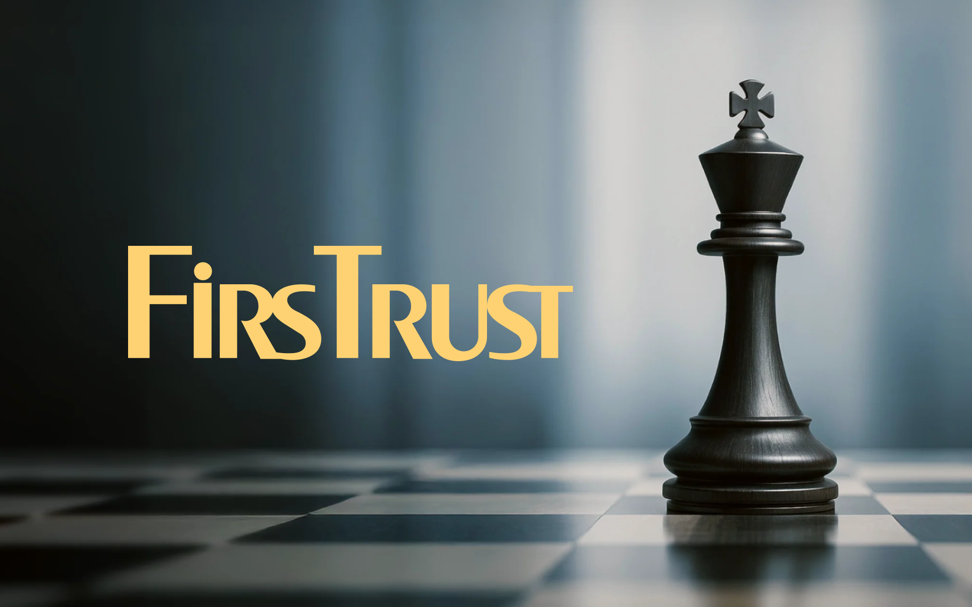 FirsTrust logo with black chess king piece on a chessboard