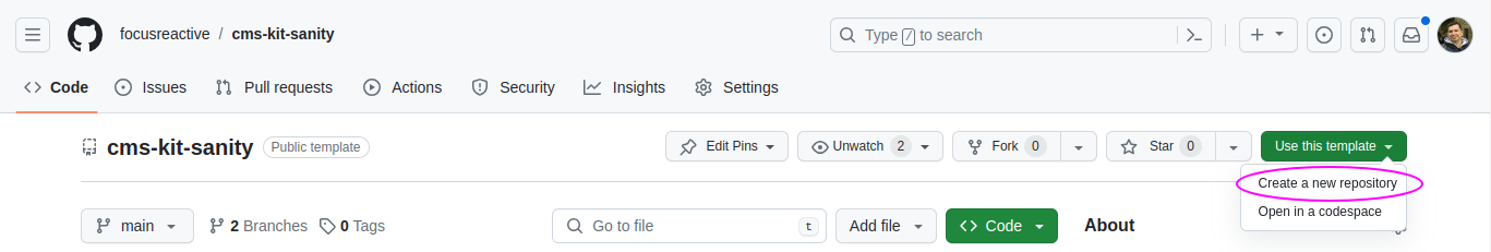 creating a new repository from a template