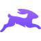 Purple running rabbit silhouette icon