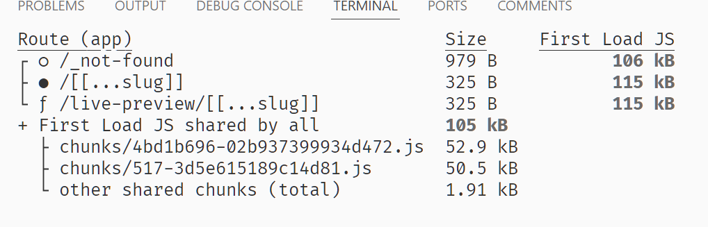 nextjs build output