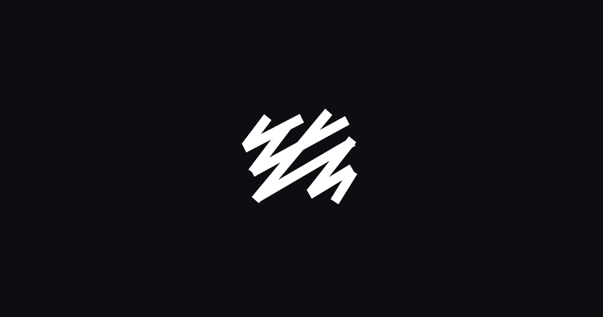 Abstract white zigzag logo on dark background