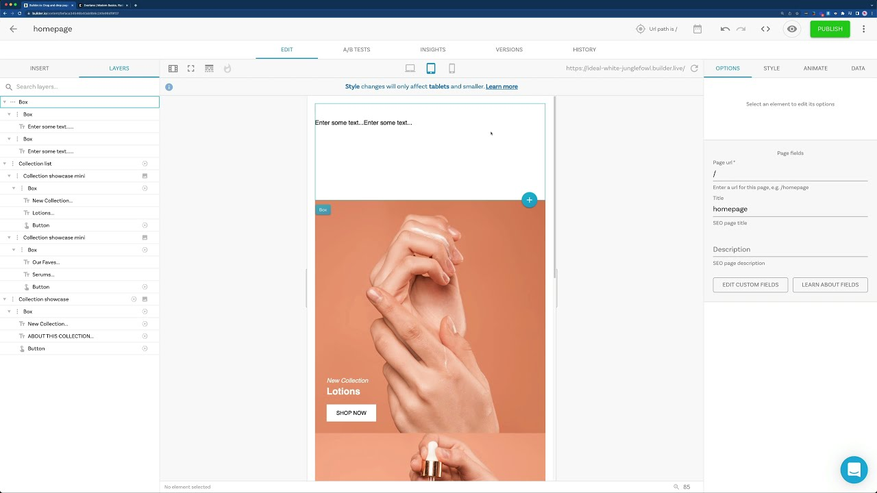 Builder.io interface