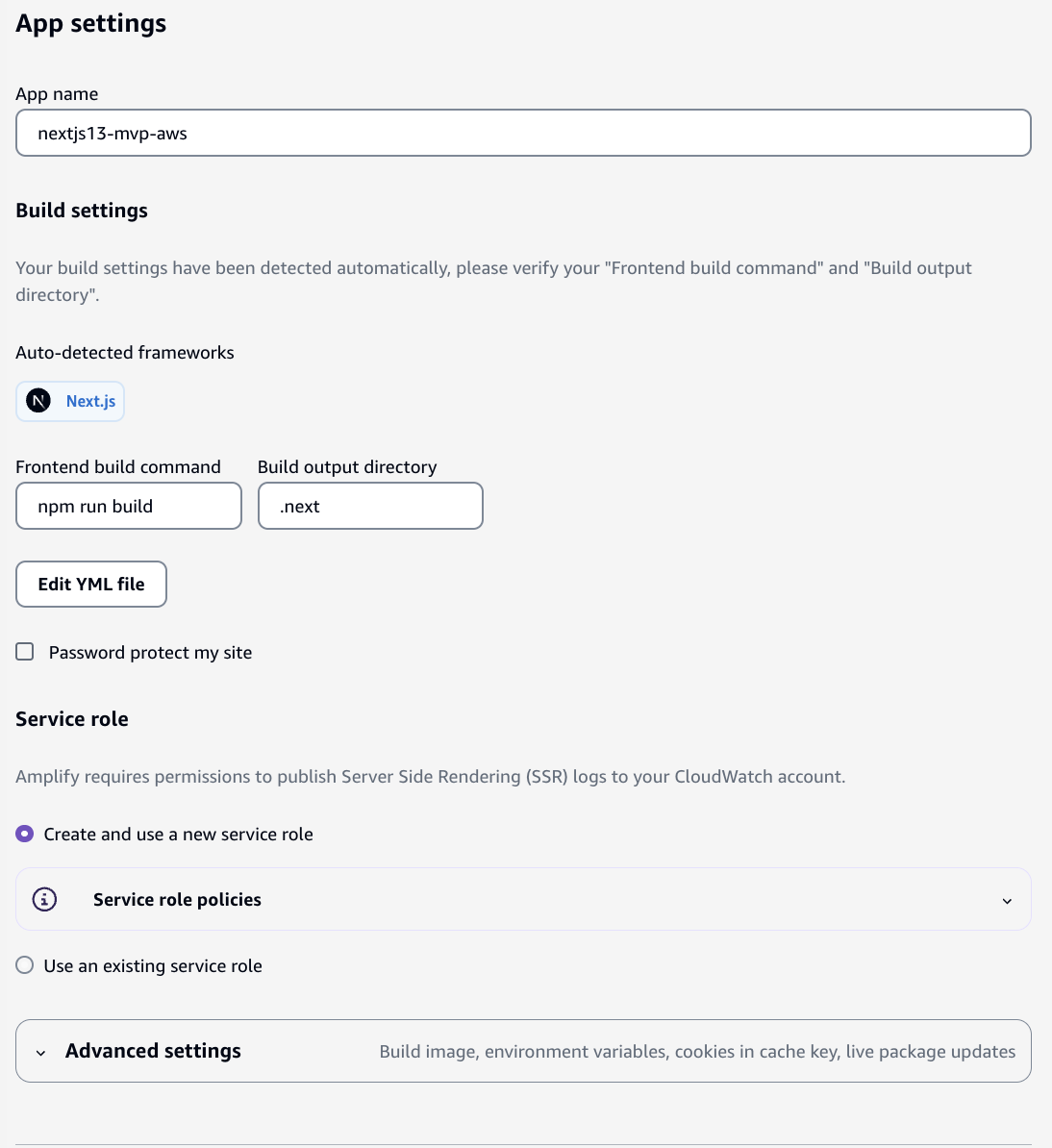 Amplify wizard - step 2