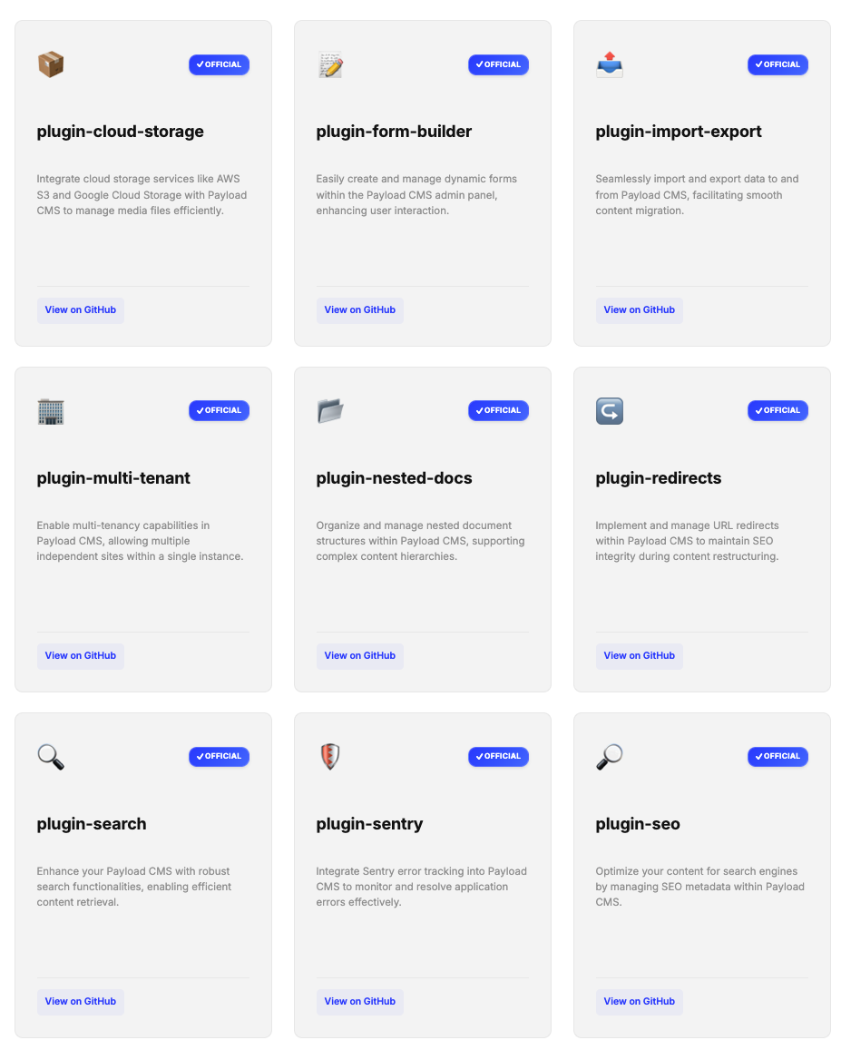 Payload official plugins