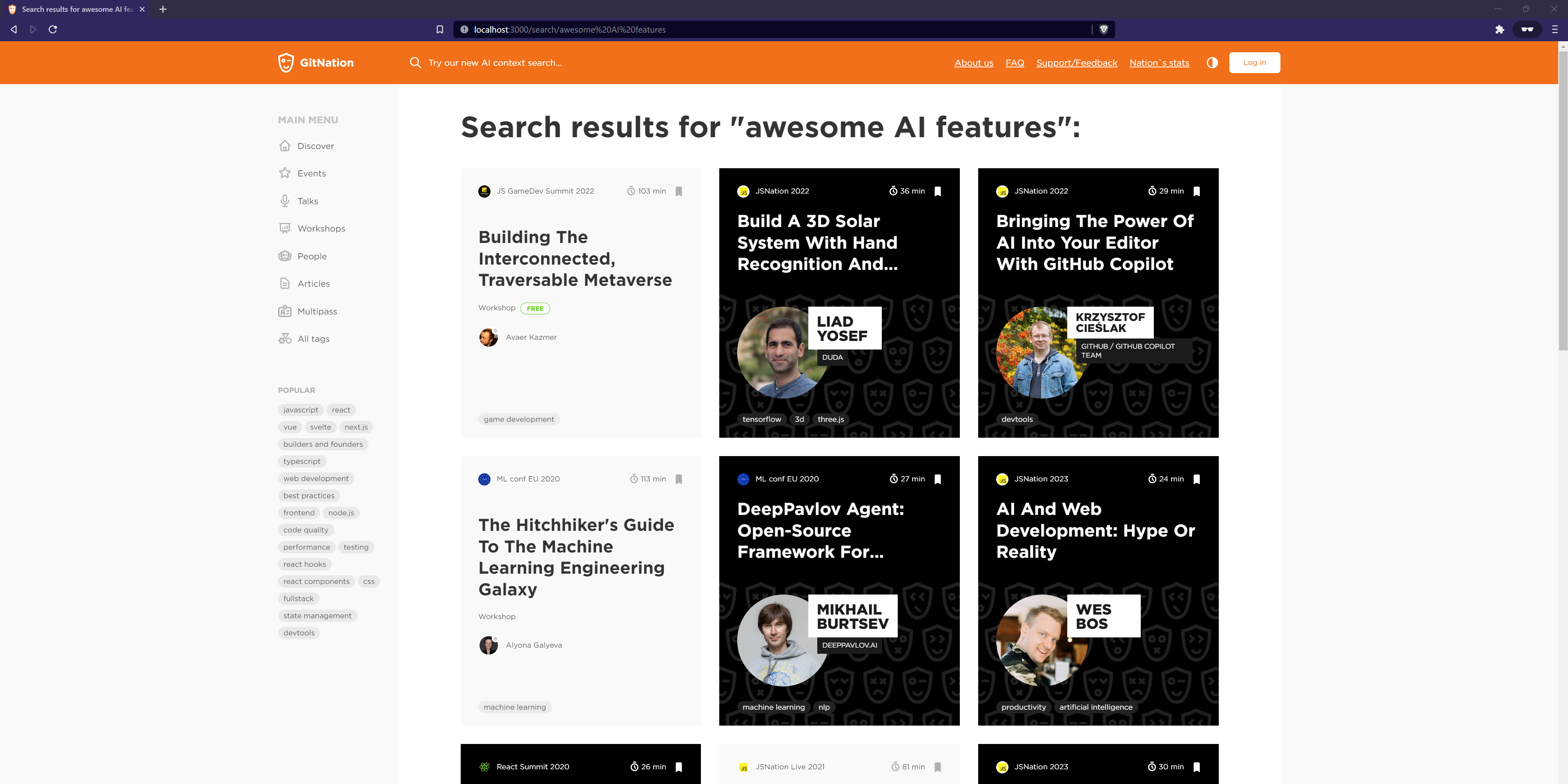 search results