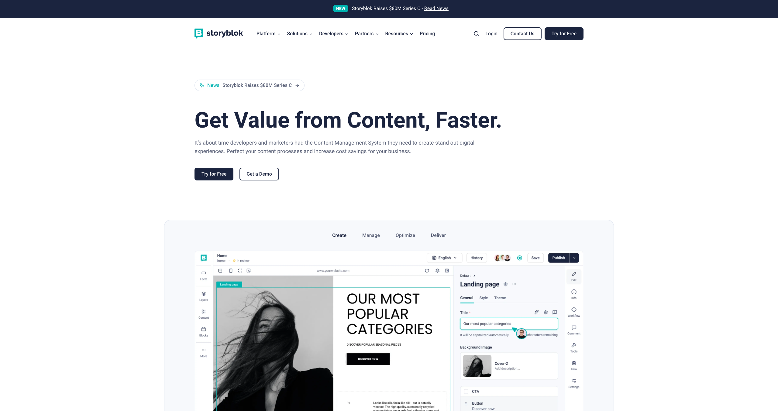 Storyblok interface