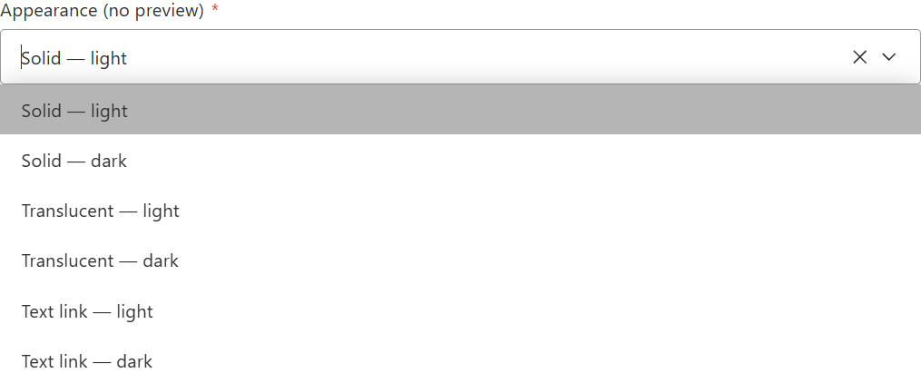 Button variants select before