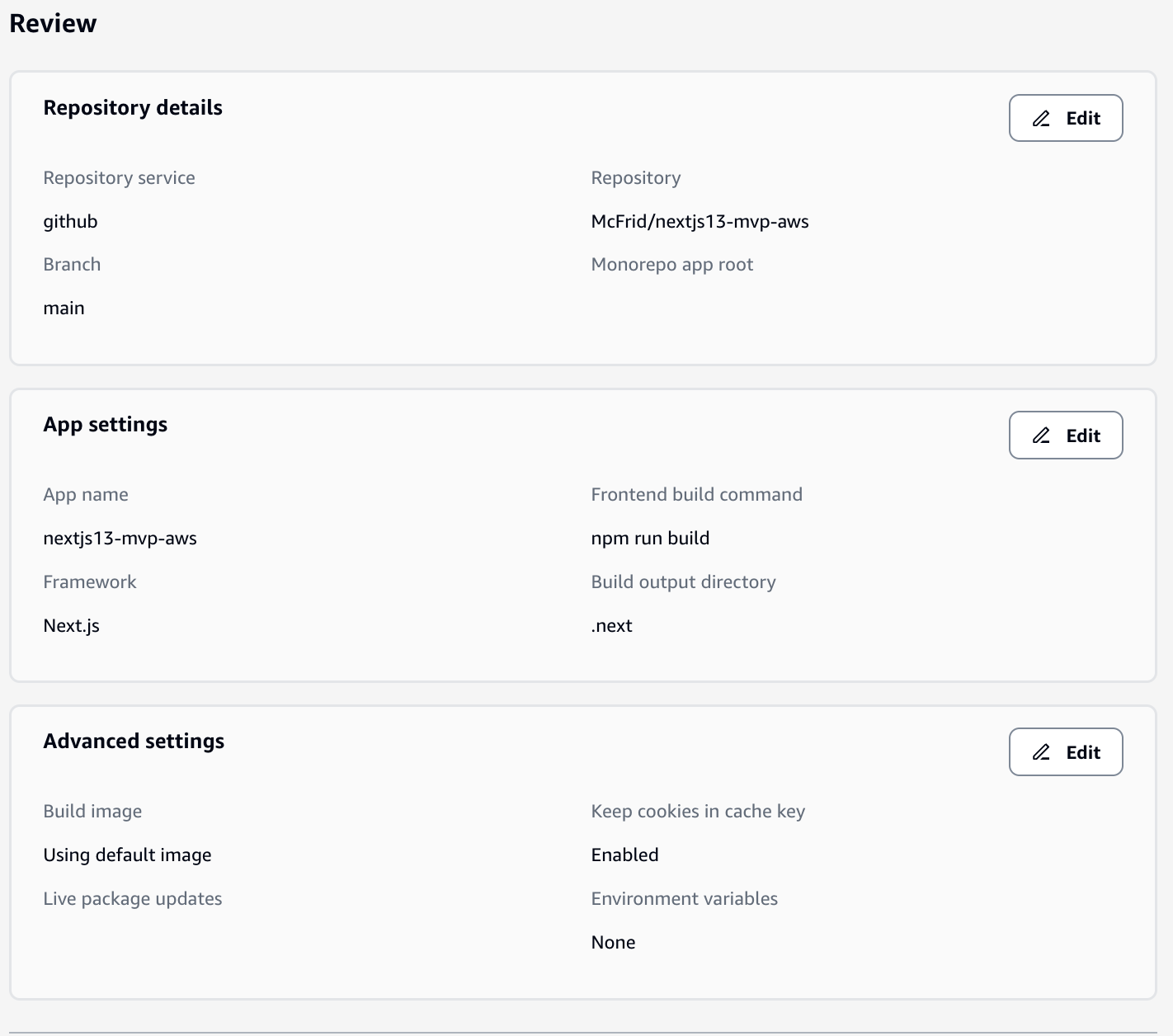 Amplify wizard - step 3