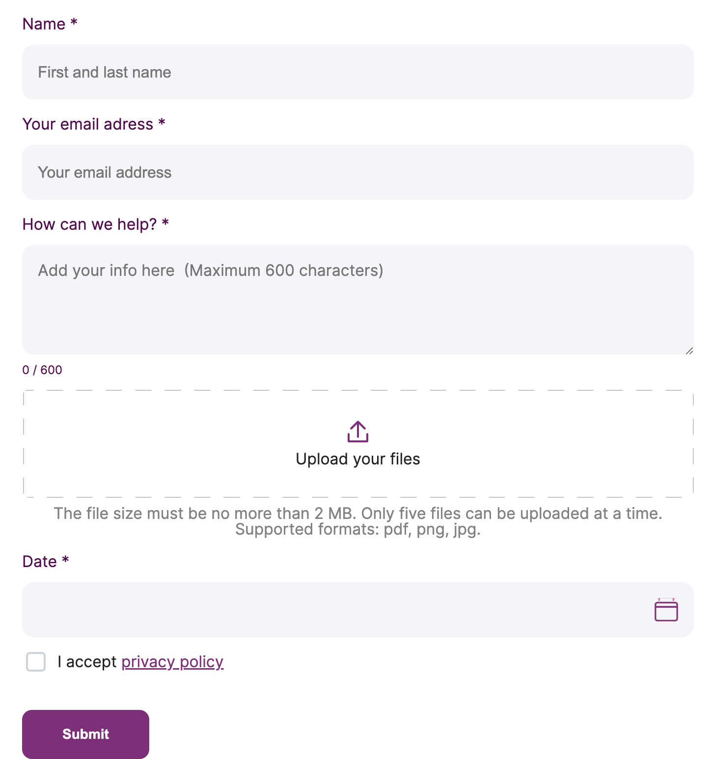 Empty form