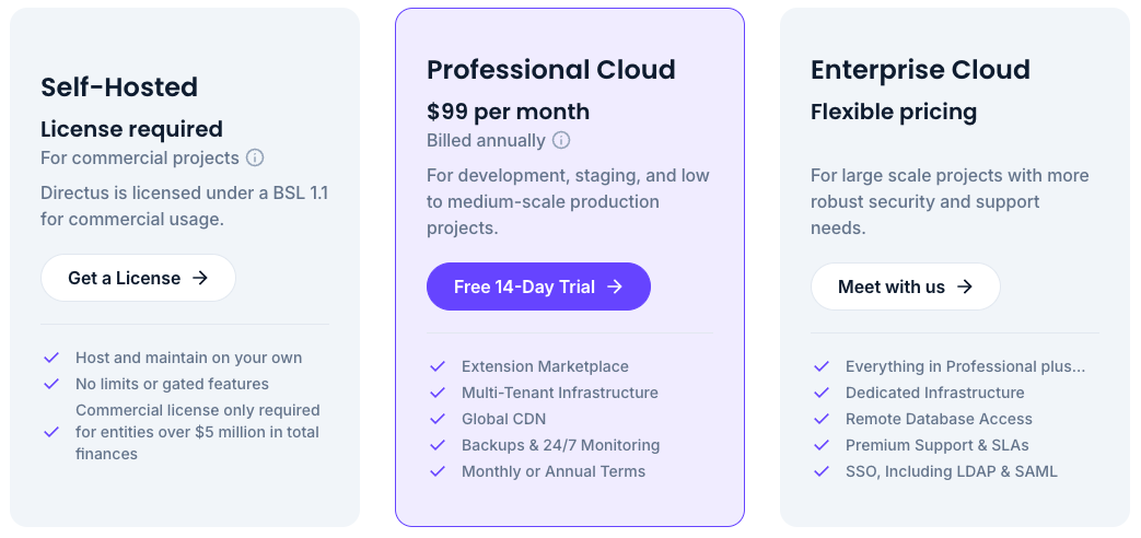 Directus pricing