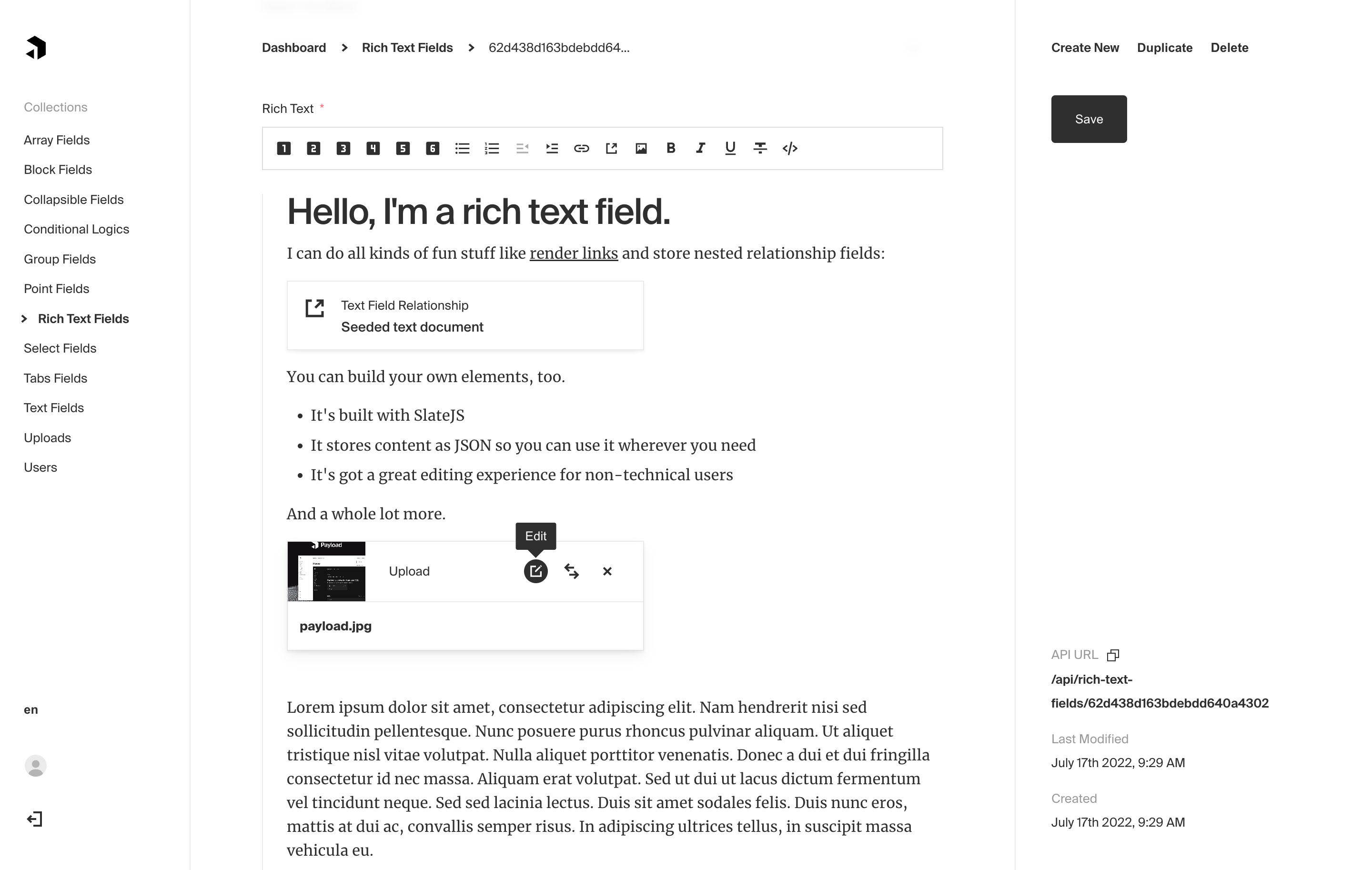 Lexical rich text editor