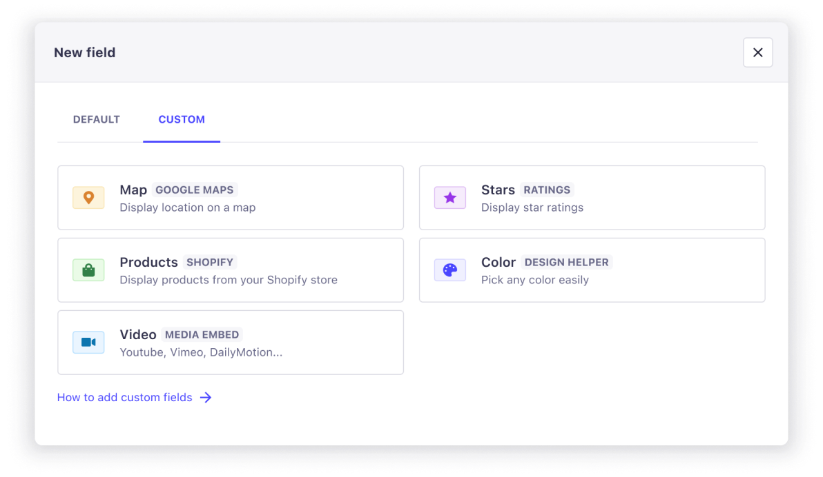 Strapi custom fields