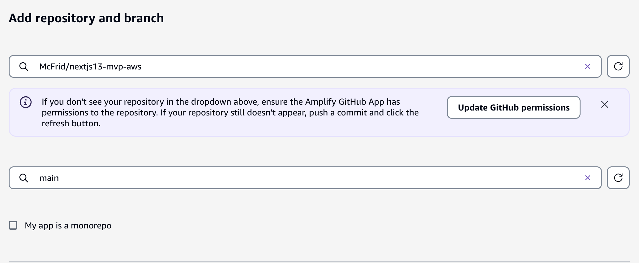 Amplify wizard - step 1
