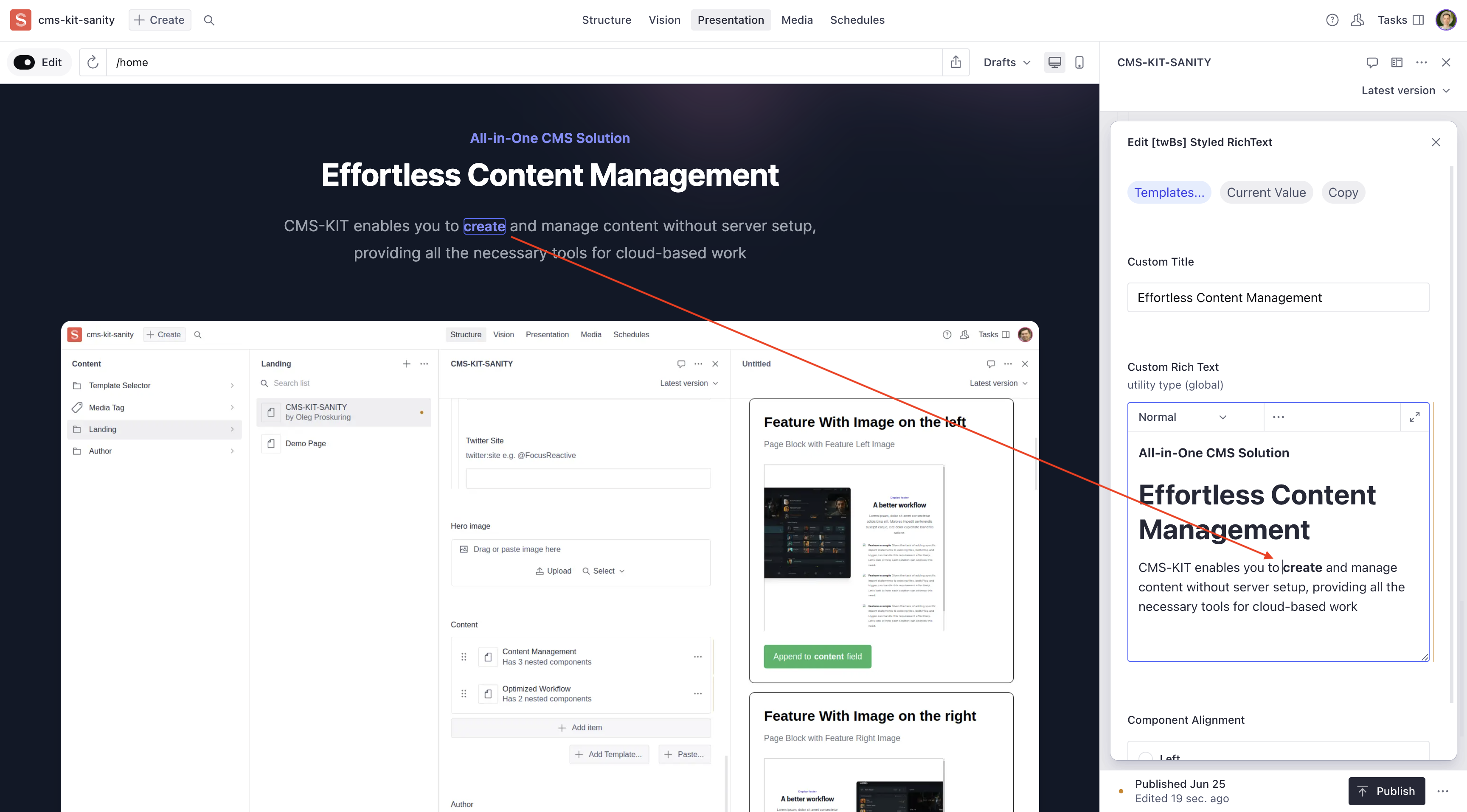 Sanity visual editing overlays