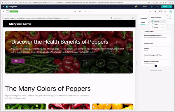 storyblok - responsive view