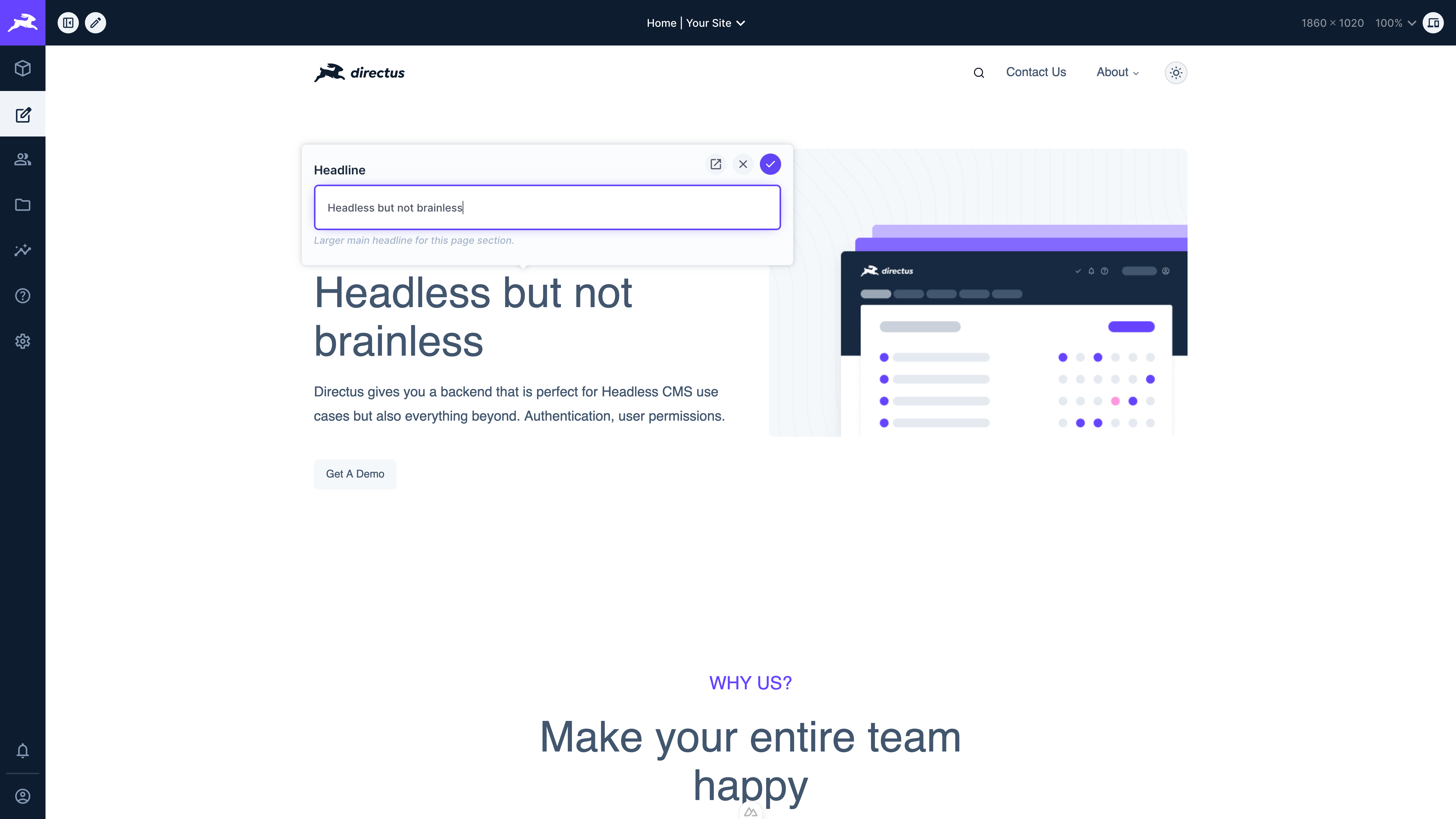 Directus CMS Visual Editor
